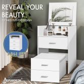 ALFORDSON Dressing Table Stool Set 2-In-1 Makeup Mirror Storage Desk White