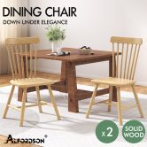 ALFORDSON 2x Dining Chairs Retro Walnut Modern Seat Oak