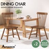 ALFORDSON 2x Dining Chairs Retro Walnut Modern Seat Dark Oak