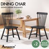 ALFORDSON 2x Dining Chairs Retro Walnut Modern Seat Black