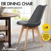 ALFORDSON 4x Dining Chairs Retro PU Leather Wooden Grey