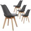 ALFORDSON 4x Dining Chairs Retro PU Leather Wooden Grey