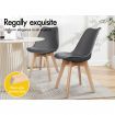 ALFORDSON 4x Dining Chairs Retro PU Leather Wooden Grey