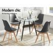 ALFORDSON 4x Dining Chairs Retro PU Leather Wooden Grey