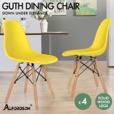 ALFORDSON 4x Dining Chairs Retro Solid Wood Steel Yellow