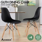 ALFORDSON 4x Dining Chairs Retro Solid Wood Steel Black