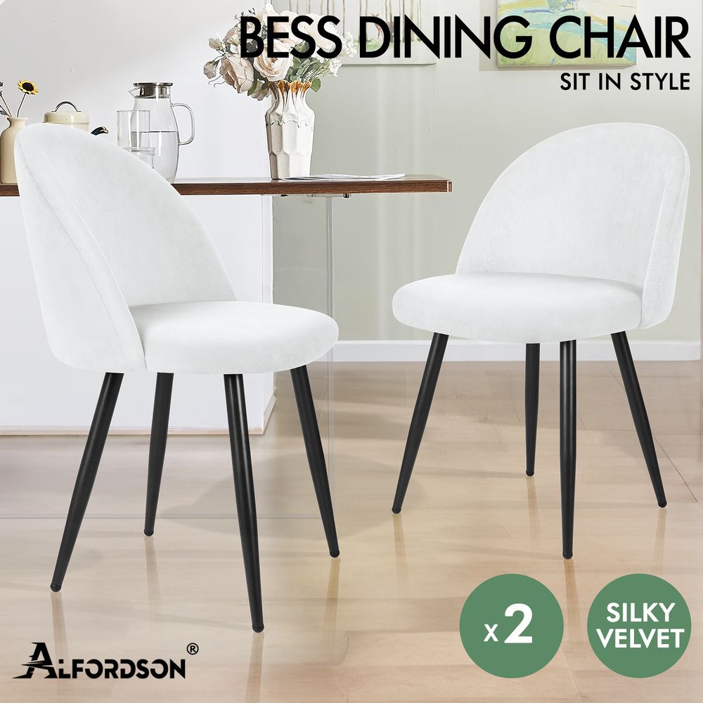 ALFORDSON 2x Dining Chairs Velvet White