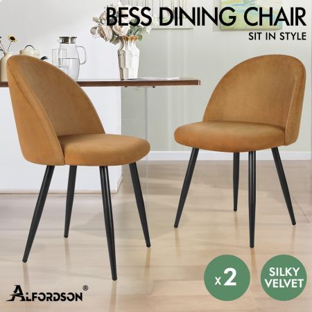 ALFORDSON 2x Dining Chairs Velvet Brown