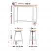 Artiss Bar Table and Stools Set Dining Desk Solid Wood Kitchen Chairs Cafe Pub