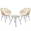 Gardeon 3PC Outdoor Furniture Bistro Set Lounge Setting Table Chairs Cushion Patio Grey