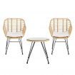 Gardeon 3PC Outdoor Furniture Bistro Set Lounge Setting Table Chairs Cushion Patio Grey