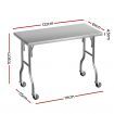 Cefito Stainless Steel Kitchen Benches Work Bench Wheels 122X61CM 430