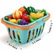 70 PCS Cutting Play Food Toy,Pretend Fruit & Vegetables Accessories with Shopping Storage Basket,Plastic Mini Dishes and Knife,Educational Toy,Birthday Gift