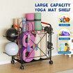 Ball Yoga Mat Storage Rack Garage Shelving Unit Shelves Display Stand Dumbbell Home Gym Organiser Basket Hooks Wheels Metal