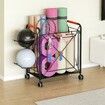 Ball Yoga Mat Storage Rack Garage Shelving Unit Shelves Display Stand Dumbbell Home Gym Organiser Basket Hooks Wheels Metal