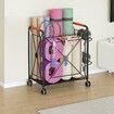 Ball Yoga Mat Storage Rack Garage Shelving Unit Shelves Display Stand Dumbbell Home Gym Organiser Basket Hooks Wheels Metal