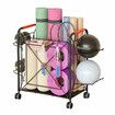 Ball Yoga Mat Storage Rack Garage Shelving Unit Shelves Display Stand Dumbbell Home Gym Organiser Basket Hooks Wheels Metal