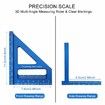 3D Multi Angle Measuring Ruler, Miter Triangle Ruler High Precision Layout Measuring Tool, Blue, Metric, mm