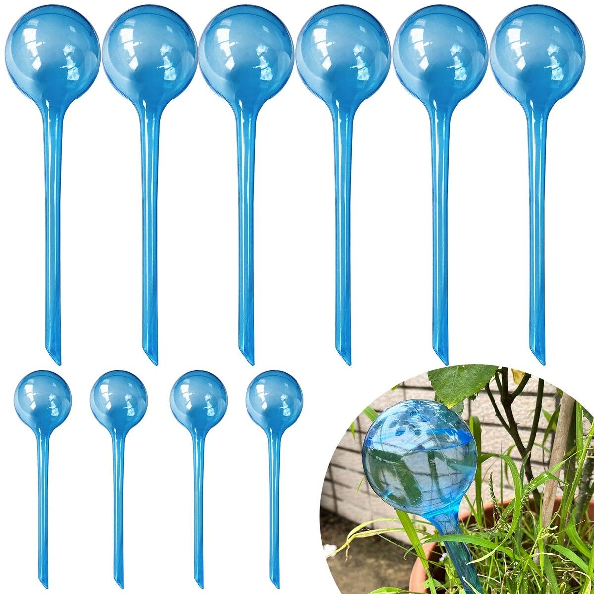 Plant Watering Globes,10pcs Plastic Plant Automatic Water Bulbs Flower Self Feeder Balls Irrigation Device Auto Waterer Planter Insert Stakes for Indoor Outdoor Garden Potted While Away on Vacation