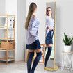 Full Length Mirror Floor Free Standing Tall Long Body Dressing Bedroom Hallway Coat Rack Rotatable Vintage with Storage Oak