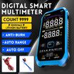 Smart Digital Multimeter Tester 9999 Counts AC DC Voltage Current Resistance Capacitance Diode Frequency NCV Live Wire Color Display Handheld Professional