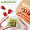 Strawberry Slicer,Fruit Cup Slicer with Push Plate,Fruit & Strawberry Cutter for Quickly Making Fruit Vegetable Salad,Integrated Blade Design,Enssential Kitchen Gadget (Green,2Pack)