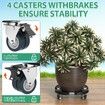 Plant Caddy Plant Stand with Wheels,Heavy Duty Plant Roller Base 15-22 Inch Adjustable,Palnt Wheel Base 440 LBS,Large Potted Planter Cart Dolly for Flower Mover,Black,1 Pack