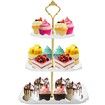 Dessert Cupcake Stand,3 Tier Cup Cake Holder Tower for Tea Party/Birthday/Weeding,Plastic Tiered Serving Tray with Metal Rod,White