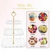 Dessert Cupcake Stand,3 Tier Cup Cake Holder Tower for Tea Party/Birthday/Weeding,Plastic Tiered Serving Tray with Metal Rod,White