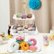 Dessert Cupcake Stand,3 Tier Cup Cake Holder Tower for Tea Party/Birthday/Weeding,Plastic Tiered Serving Tray with Metal Rod,White