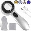 Handheld Magnifying Glass,30X With 12 Led Illuminated Lights,Usb Rechargeable Clear Jewelers Coin Magnifier For Jewelry Passport Stamp Watch Rock