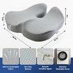 Seat Cushion for Office Chair,Pressure Relief Seat Cushion for Long Sitting,Non-Slip Memory Foam Firm Coccyx Pad for Relief Sciatica,Hip (Lightgray)