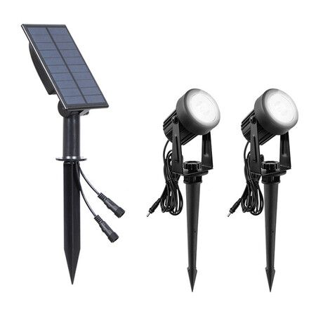 Set of 1 6000K White Light Solar Spotlights 2 in 1 with IP65 Waterproof Adjustable Lighting for Outdoor Garden Backyard Driveway Patio