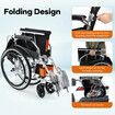 Mobility Wheelchair 20Inch Folding Lightweight Aluminium Medical Aid Equipment Portable Transport Travel Handbrakes