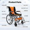 Mobility Wheelchair 20Inch Folding Lightweight Aluminium Medical Aid Equipment Portable Transport Travel Handbrakes