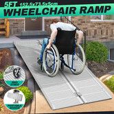 Folding Wheelchair Ramp 152.5x73.5cm Portable Threshold Mobility Aid Steps Handicap 270kg Aluminium Loading Access