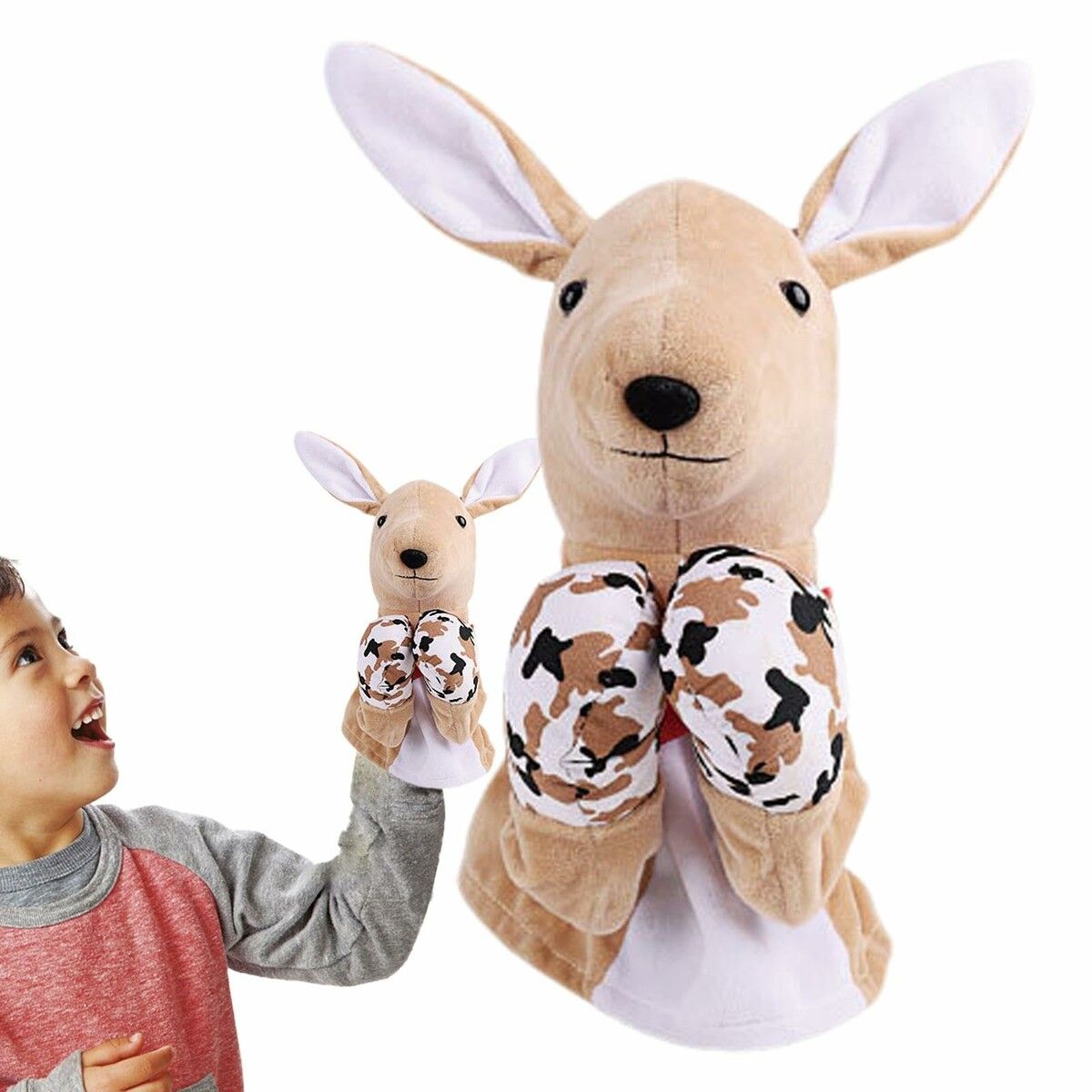 Plush Animal Hand Puppets Boxing Kids Kangaroo Playtime Animal Birthday Christmas Gifts