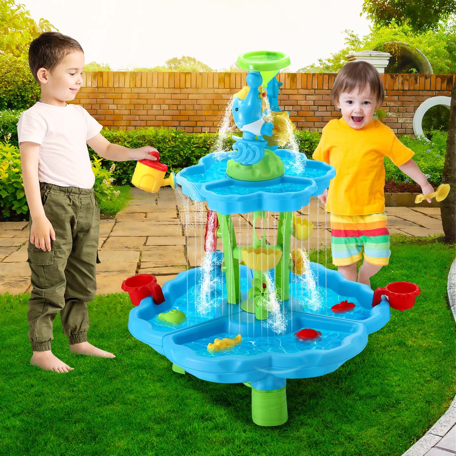 Water Table Waterfall Sand Pit Play Ground Playset Activity Centre Outdoor Toys Pool Park Beach Kids Sensory Pretend Set
