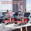 Remote Control Fire Engine Truck Toy,9 Channel Electric RC Truck Construction Toys,with Water Pump Lights Sounds Extendable Ladder, Fire Car Toy Boy Gift