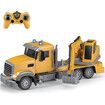 Remote Control Truck Excavator Toy, RC Truck Excavator with Lights and Sounds, 2.4Ghz 7 Channel Remote Control Construction Vehicle Toy for Boys Girls Birthday Gifts