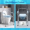 Commode Shower Chair Toilet Seat 3in1 Wheelchair Bath Stool Bedside Adjustable Seating Medical Elderly Aid with Arms