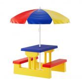 Keezi Kids Outdoor Table and Chairs Set Picnic Bench Umbrella Children Indoor