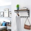 VASAGLE Coat Rack Wall-Mounted Rustic Brown and Black