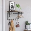 VASAGLE Coat Rack Wall-Mounted Rustic Brown and Black