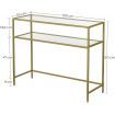 VASAGLE Console Table with Tempered Glass Gold Colour