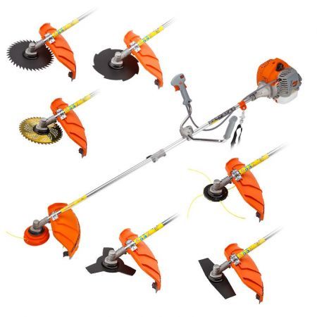 MTM 62cc 7in1 Brush Cutter Long Reach Garden Multi-Tool , Pole Trimmer, Hedge & Line Trimmer, 12" Tree Trimming Pruning, 2 Extension Shafts
