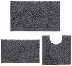 Set of 3 Ultra Soft Non Slip Chenille Absorbent Shaggy Bath Mat Rugs for Bathroom Tub Shower Toilet Dark Grey