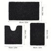 Set of 3 Ultra Soft Non Slip Chenille Absorbent Shaggy Bath Mat Rugs for Bathroom Tub Shower Toilet Black