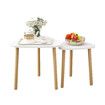 Wood Coffee Table Set 2 Nest Sofa Bed Side Dining Nightstand Cocktail Tea Cafe End Couch Lounge Lamp Oak White Modern