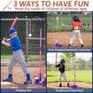 3-in-1 Baseball Set for Kids,Height Adjustable Tee Ball Set with 6 Softballs,T Ball Stand,Hanging Tee,Auto Ball Launcher,Retractable Bat,Age3+ Pink